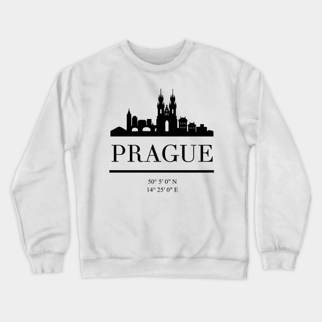 PRAGUE CZECH REPUBLIC BLACK SILHOUETTE SKYLINE ART Crewneck Sweatshirt by deificusArt